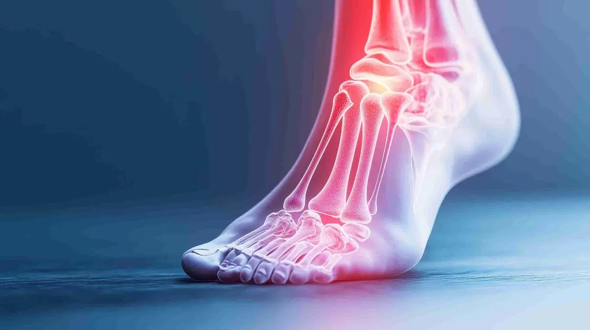 Anatomical illustration highlighting ankle joint for diagnostic evaluation
