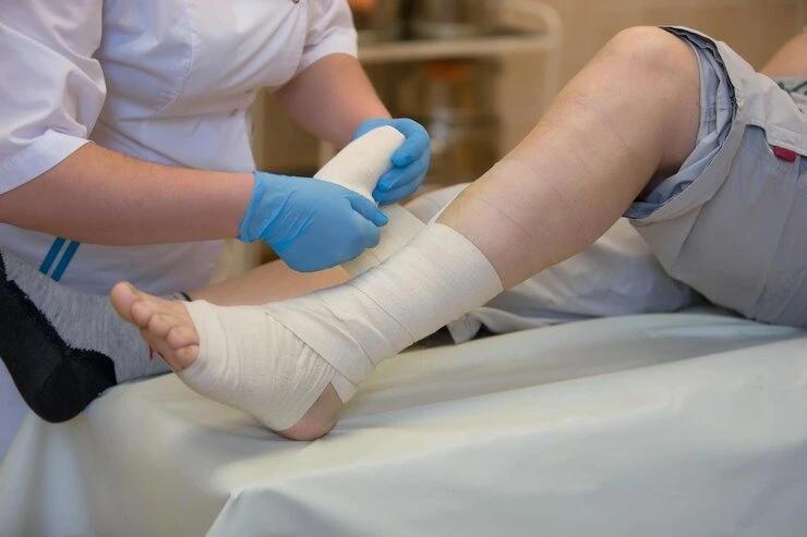 Medical foot and ankle bandaging treatment at Precision Podiatry in Alma, MI